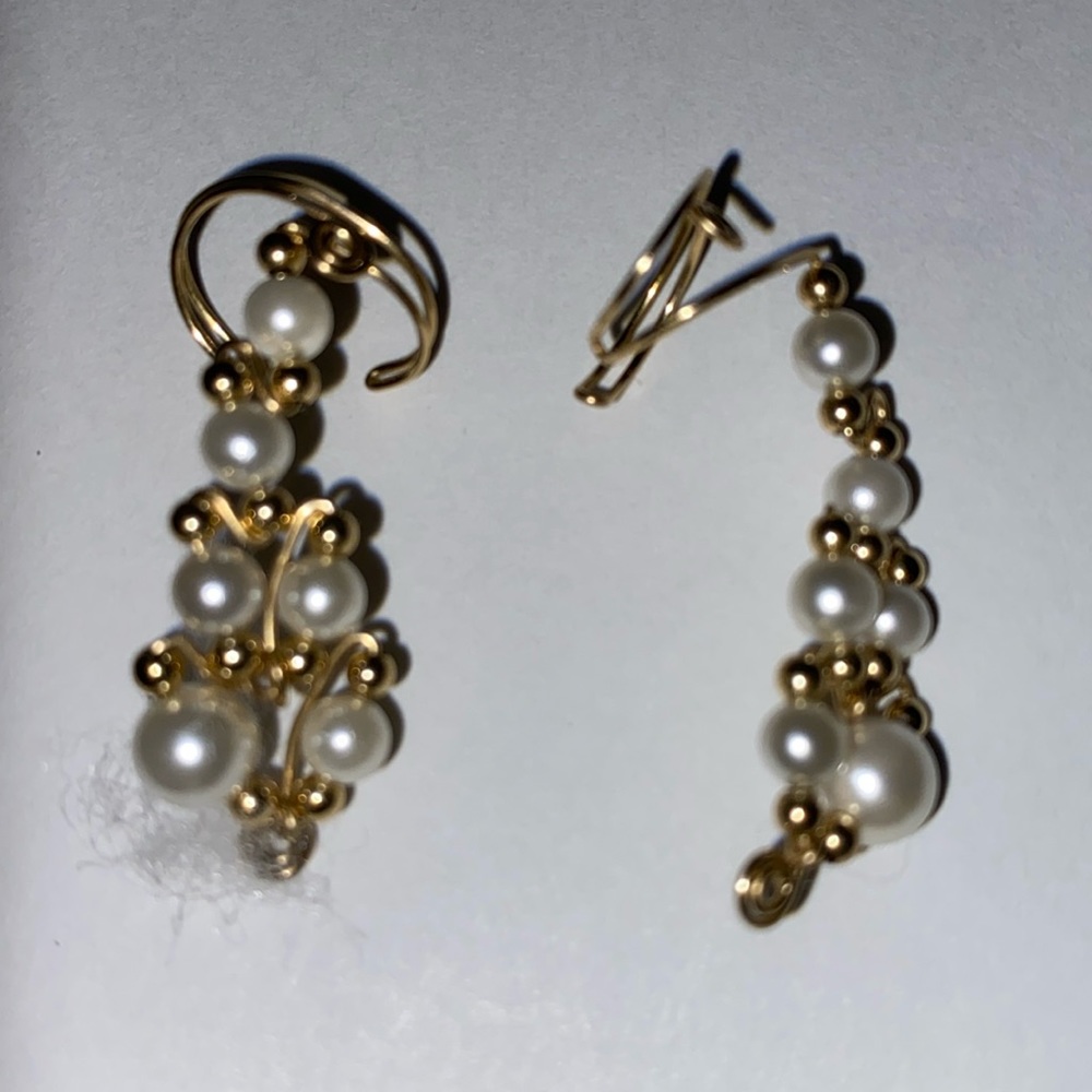 Pearled ear cuff earring, No Pierce earrings